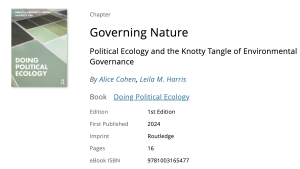 NEW PUB FROM EDGES MEMBER LEILA HARRIS: GOVERNING NATURE: POLITICAL ECOLOGY AND THE KNOTTY TANGLE OF ENVIRONMENTAL GOVERNANCE